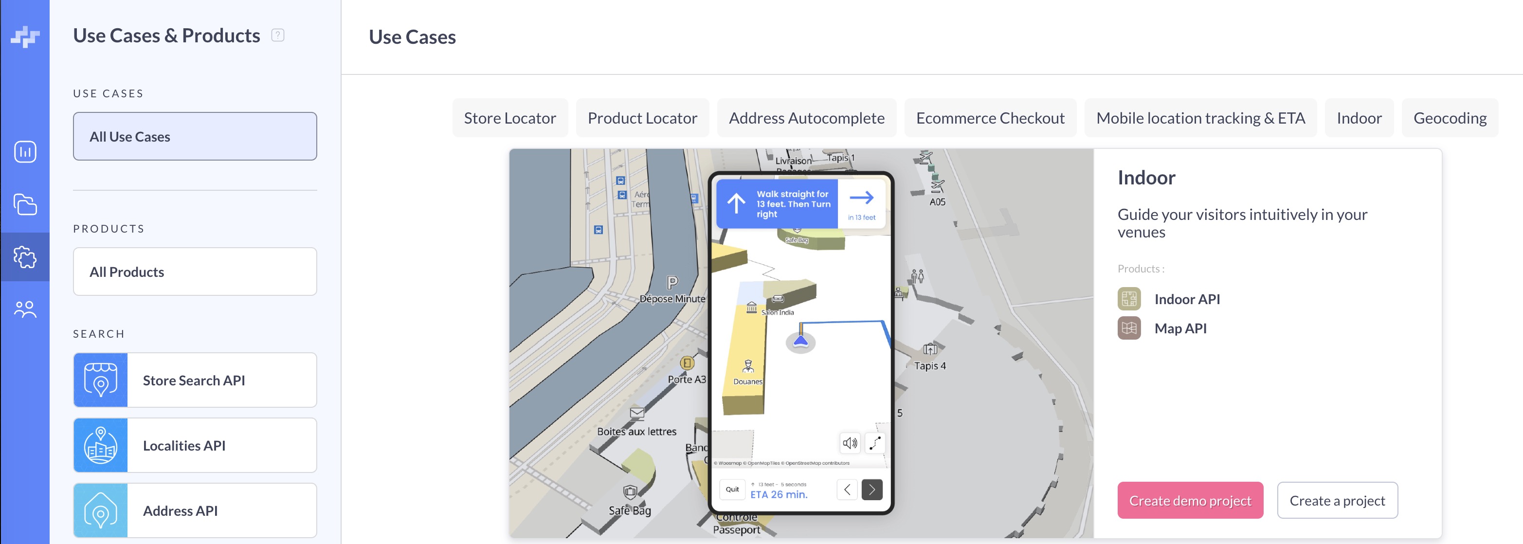 Indoor Demo in Woosmap Console